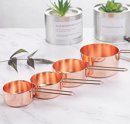 4pcs/set Stainless Steel Measuring Cup for Tea Coffee Sugar Baking Measuring Tool Rose Gold Measuring Cup Kitchen Accessories tendancefactory