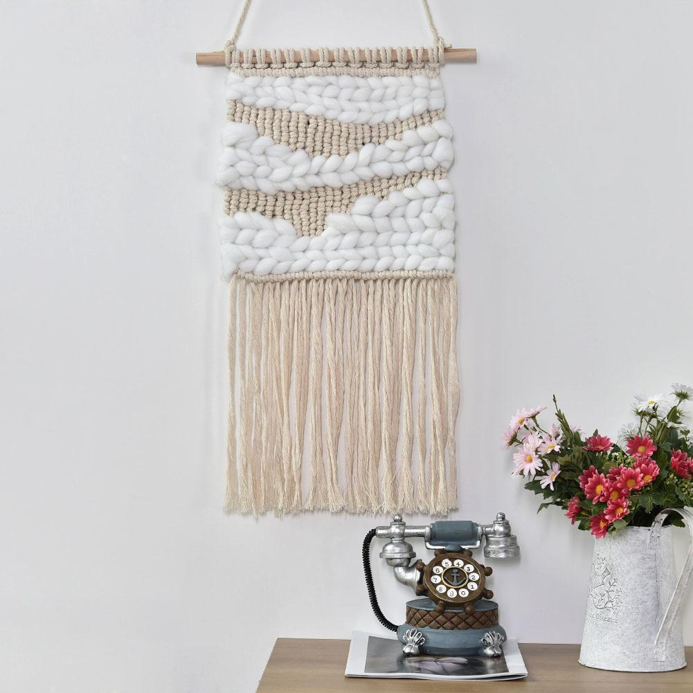 100% Hand-Woven Hangings Natural Thick Cotton Yarn Baby's Room Hanging Decor Wedding Backdrop Decor Hand-Knit Wall Tapestry tendancefactory